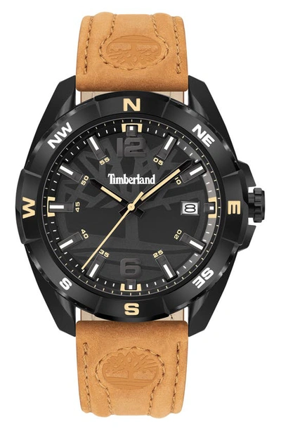 Timberland Millinocket Leather Strap Watch, 45mm In Wheat