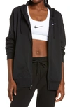Nike Women's  Sportswear Oversized Jersey Full-zip Hoodie In Black/ White
