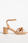Loeffler Randall Mikel Leather Bow Mid-heel Sandals In Beige