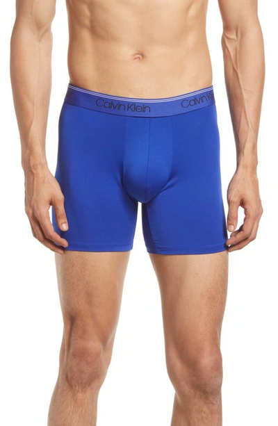 Calvin Klein 3-pack Microfiber Boxer Briefs In Orange/ Blue/ Olive