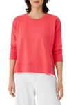 Eileen Fisher Crewneck High-low Sweatshirt In Watermelon