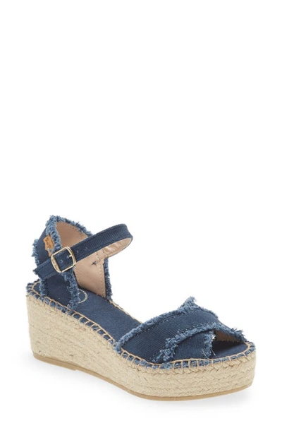 Toni Pons Irina Ankle Strap Wedge Sandal In Mari Navy Fabric