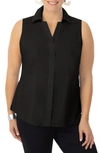 Foxcroft Taylor Sleeveless Button-up Shirt In Black