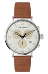 TED BAKER BARNETT BACKLIGHT CHRONOGRAPH LEATHER STRAP WATCH, 41MM