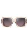 Maui Jim Polarized Oversized Square Sunglasses, 55mm In Transparent Pink