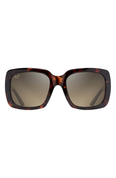 Maui Jim Polarized Oversized Square Sunglasses, 55mm In Tortoise/brown Polarized Gradient