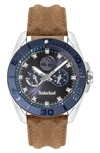Timberland Fairhill Multifunction Leather Strap Watch, 44mm In Wheat