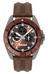 Timberland Fairhill Multifunction Leather Strap Watch, 44mm In Brown Dark