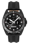 Timberland Fairhill Multifunction Leather Strap Watch, 44mm In Black