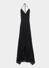 Caravana Ayikal Halter Maxi Dress With Calf Leather Straps In Black