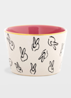 Hunt Slonem Bunny Bar Bowl In White With Pink Interior
