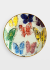 HUNT SLONEM BUTTERFLY SALAD PLATE IN HAND-PAINTED GOLD RIM