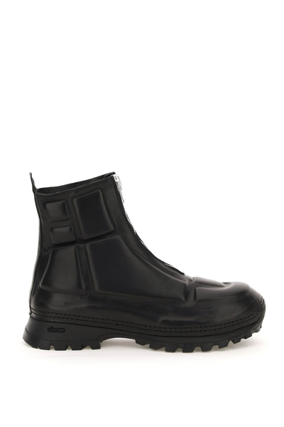 Guidi Leather Ankle Boots With Zip In Black