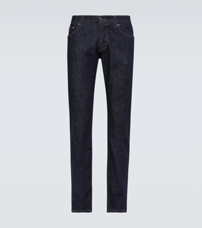 Dolce & Gabbana Low-rise Slim-cut Jeans In Blue