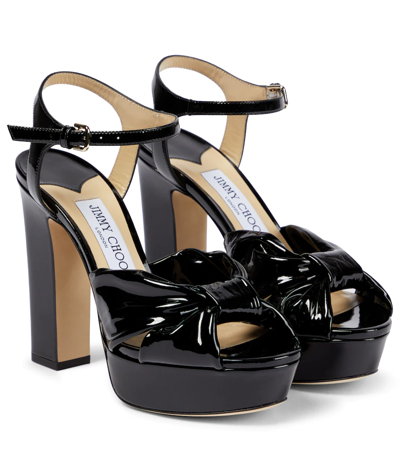 Jimmy Choo Heloise High-shine Finish 120mm Sandals In Black