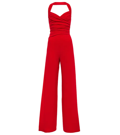 Norma Kamali Elephant High-rise Jersey Wide-leg Trousers In Red