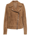 Brunello Cucinelli Suede Biker Jacket In Brown