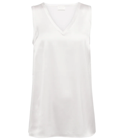 Brunello Cucinelli Sleeveless Stretch Silk Top In White