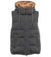 Brunello Cucinelli Cashmere Reversible Taffeta Down Vest In Piombo+almond Butter