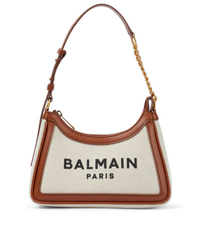 Balmain B-army Canvas And Leather Shoulder Bag In Multicoloured