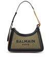 Balmain Lettering Detail Shoulder Bag In Kaki/noir