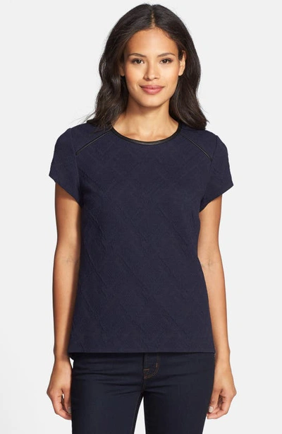 Classiques Entier 'stamped Structure' Leather Trim Top In Navy Evening