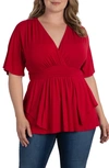 Kiyonna Promenade Top In Ruby Rendezvous