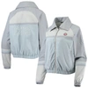 The Wild Collective Royal Chicago Cubs Colorblock Track Raglan Full-zip Jacket In Light Blue