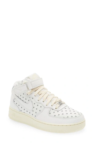 Nike Air Force 1 Perforated Mid Top Sneaker In White,white-black-sail