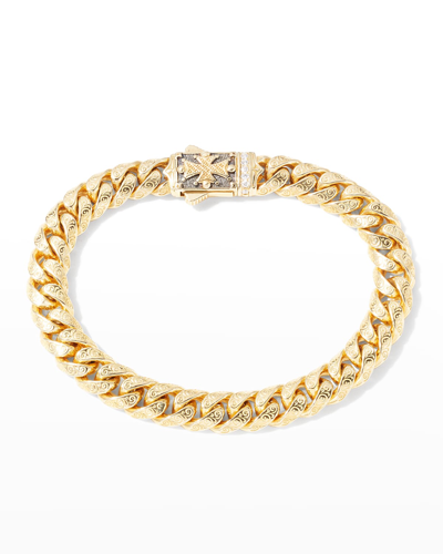 Konstantino Men's 18k Gold Filigree Chain Bracelet W/ Diamonds In 18kt Wht Dia