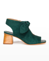 Bernardo Lizzie Suede Knot Zip Sandals In Royal Pine