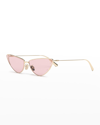 Dior Dramatic Metal Cat-eye Sunglasses In 10y Shiny Gold Dh