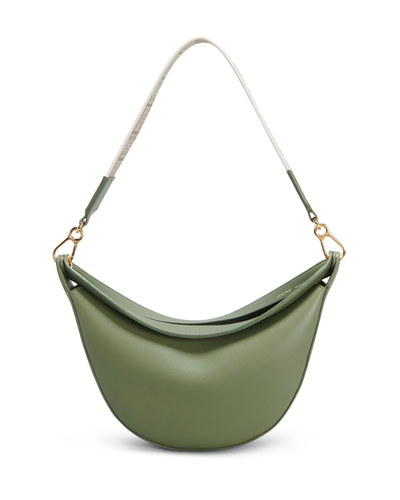 Loewe Luna Small Canvas-jacquard Trimmed Leather Shoulder Bag In Avocado Green