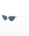 Dior Dramatic Metal Cat-eye Sunglasses In 10v Shiny Gold Dh