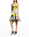 Silvia Tcherassi Analissa Floral-print Cutout Fit-&-flare Dress In Multi Blue Retro