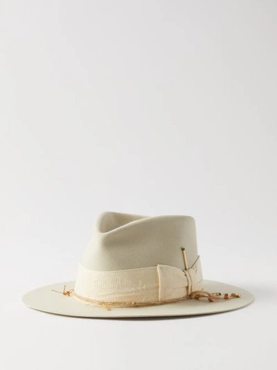 Nick Fouquet Special Project Floral-embroidered Felt Fedora Hat In Cream