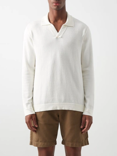 Frescobol Carioca Aurelio Cotton-blend Knit Polo Shirt In 中性色