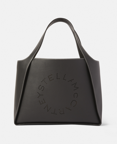 Stella Mccartney Stella Logo Grainy Alter Mat Tote Bag In Black