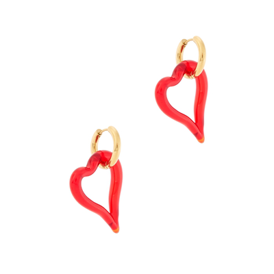 Sandralexandra Heart Of Glass 18kt Gold-plated Hoop Earrings In Red