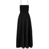 Matteau Shirred Organic Cotton And Silk-blend Midi Dress In Black