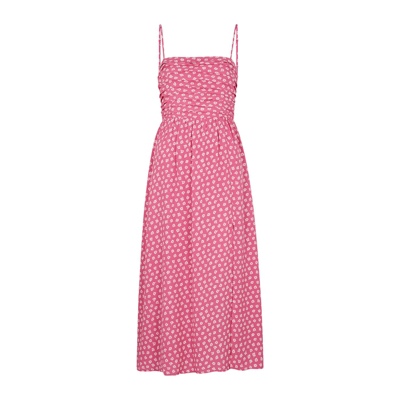 Kitri Genevieve Pink Floral-print Midi Dress