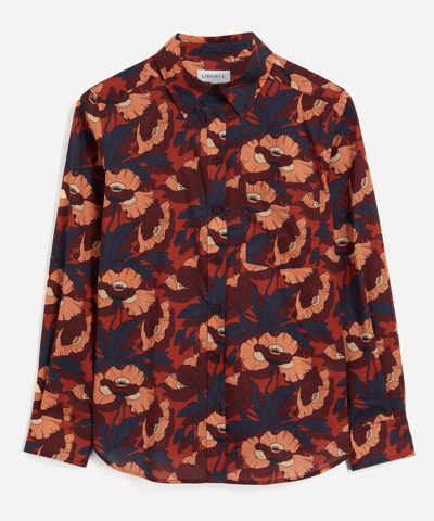 Liberty Butterfield Poppy Relaxed Shirt In Burgundy