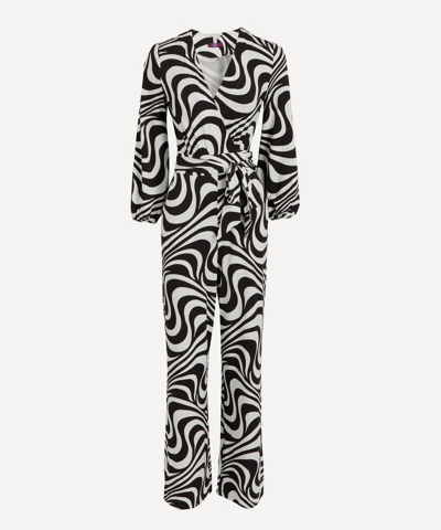 Gant Liberty Printed Wrap Jumpsuit In Black / White