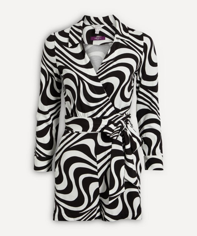 Gant Liberty Printed Wrap Playsuit In Black / White