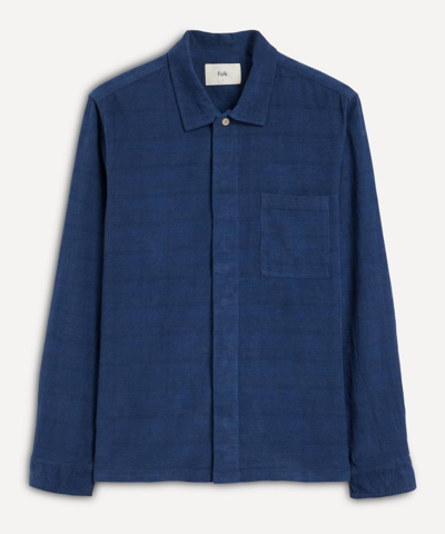 Folk Patch Checked Cotton-corduroy Shirt In Blue