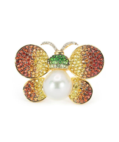 Kojis 18ct Gold South Sea Pearl And Sapphire Butterfly Brooch