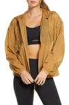 Alo Yoga Feature Mesh Hooded Jacket In Caramel