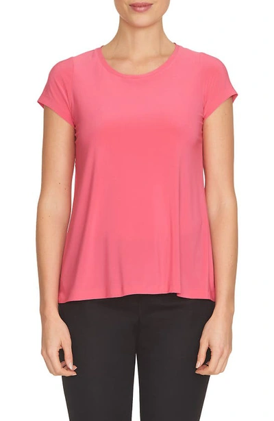 Cece Lace Trim Cutout Tee In Charm Pink