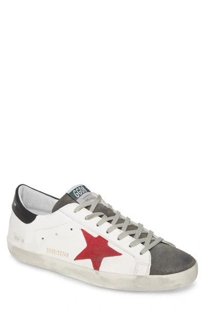 Golden Goose Super Star Sneaker In White Leather-red Suede