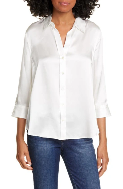 L Agence Dani Silk Charmeuse Blouse In Ivory